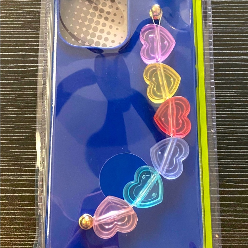 Blue kawaii heart chains phone case for iPhone 13 Pro Max